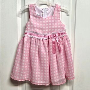 Ashley Ann Pink White Polka Dot Sleeveless Dress Size 18M